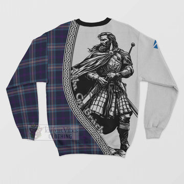 Nevoy Tartan Clan Crest Sweatshirt with Highlander Warrior Celtic Style - Tartan Vibes Clothing