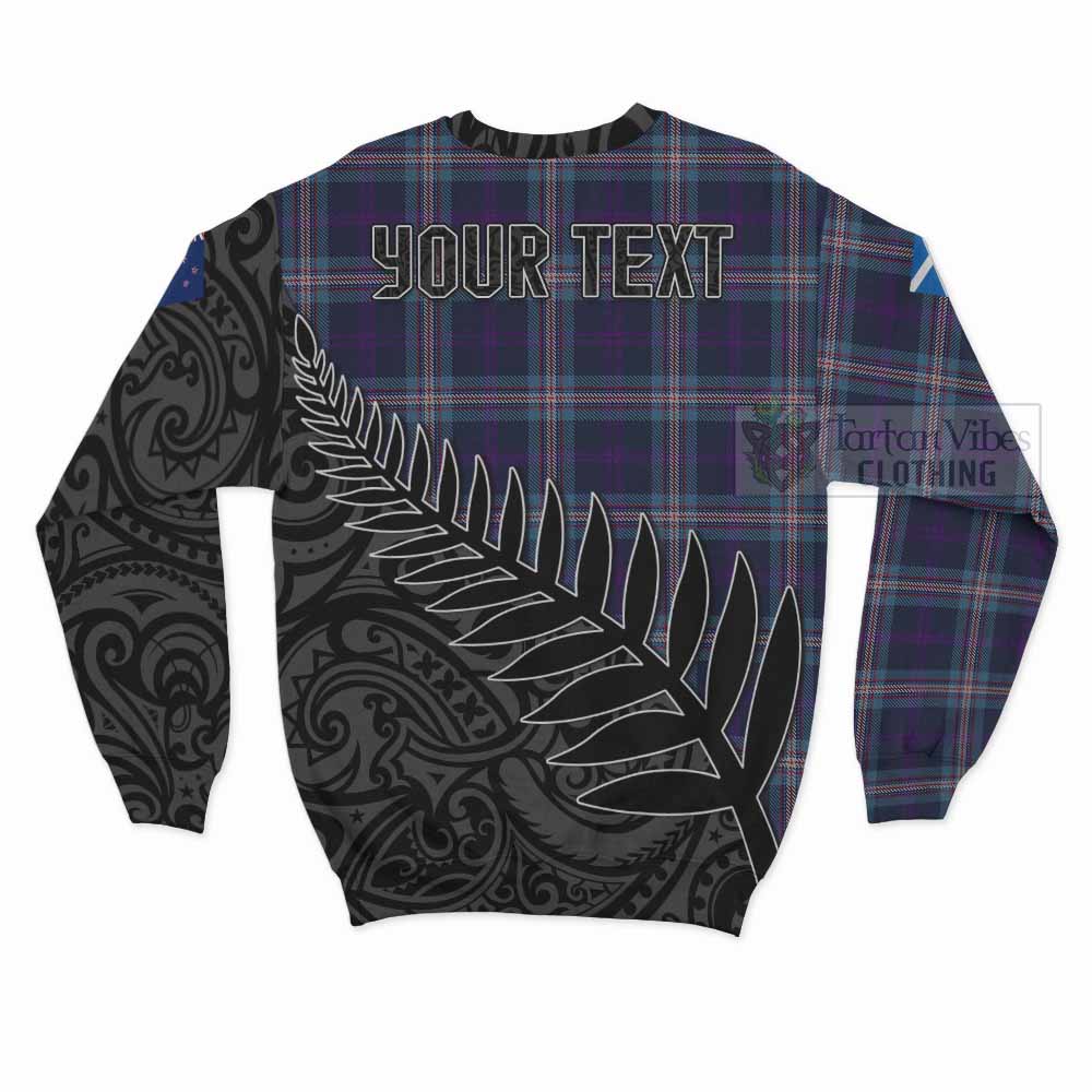 Nevoy Crest Tartan Sweatshirt with New Zealand Silver Fern Half Style - Tartan Vibes Clothing