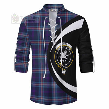 Nevoy Tartan Ghillie Kilt Shirt with Family Crest Circle Style - Tartan Vibes Clothing