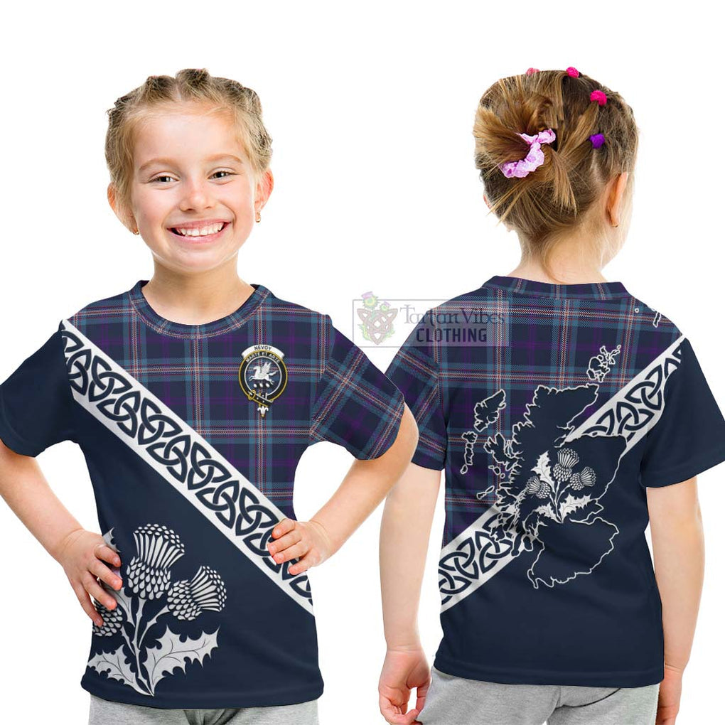 Nevoy Tartan Kid T-Shirt Featuring Thistle and Scotland Map - Tartan Vibes Clothing