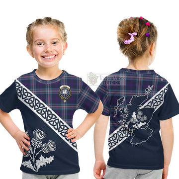 Nevoy Tartan Kid T-Shirt Featuring Thistle and Scotland Map - Tartan Vibes Clothing