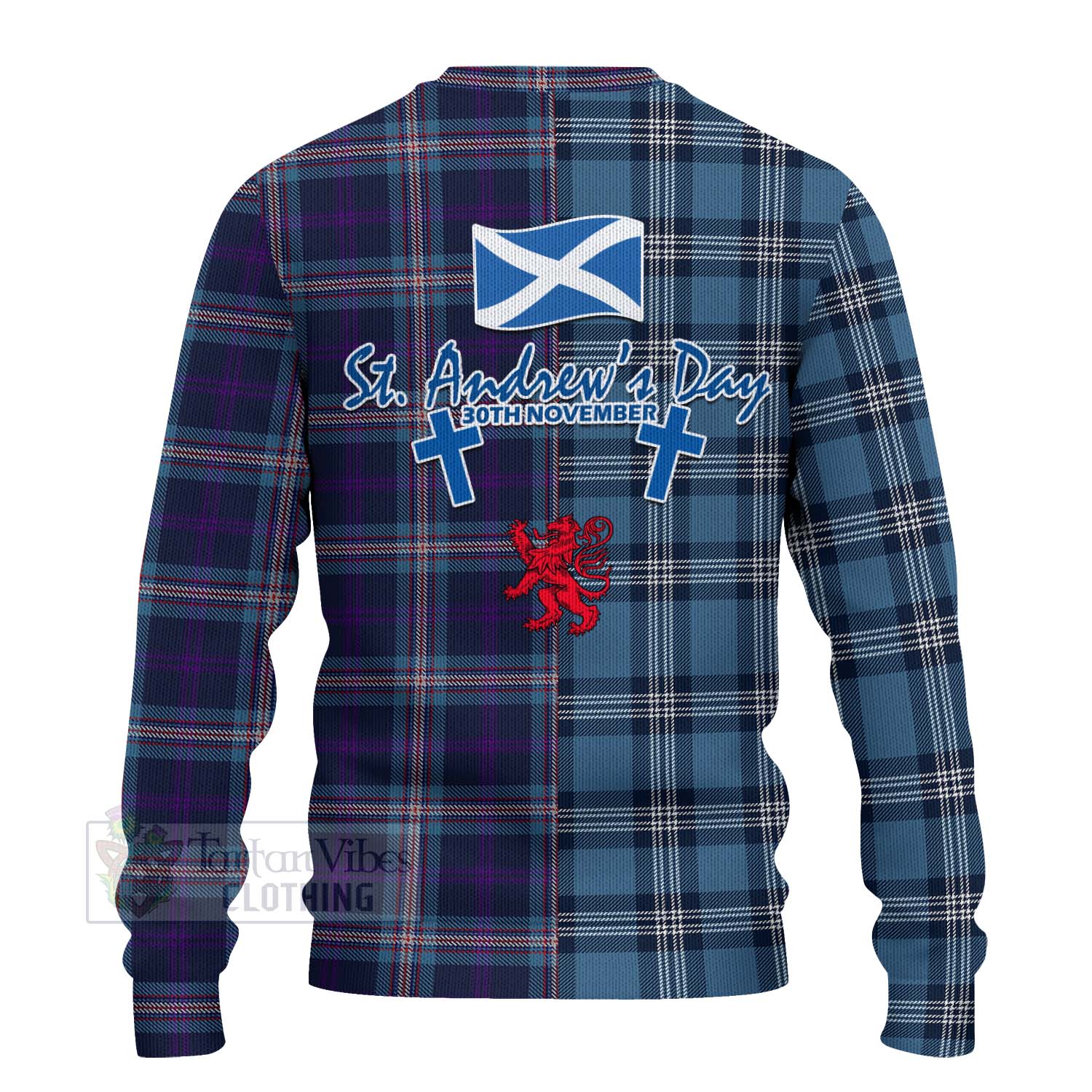 Nevoy Tartan Knitted Sweater Happy St. Andrew's Day Half Tartan Style - Tartan Vibes Clothing