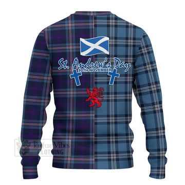 Nevoy Tartan Knitted Sweater Happy St. Andrew's Day Half Tartan Style - Tartan Vibes Clothing