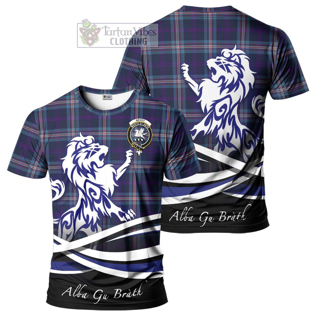 Nevoy Tartan Cotton T-shirt with Alba Gu Brath Regal Lion Emblem Women's Shirt - Tartan Vibes Clothing