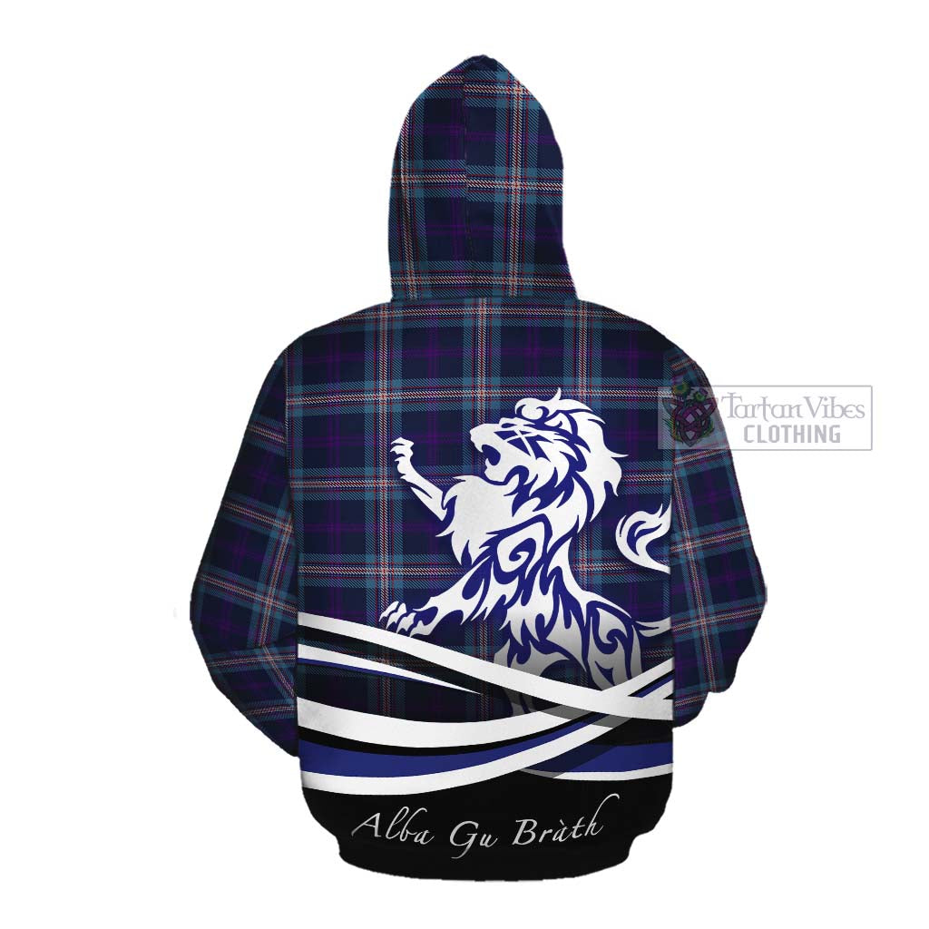 Nevoy Tartan Cotton Hoodie with Alba Gu Brath Regal Lion Emblem Pullover Hoodie - Tartan Vibes Clothing