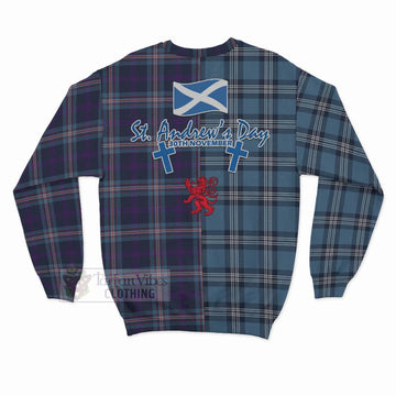 Nevoy Tartan Sweatshirt Happy St. Andrew's Day Half Tartan Style - Tartan Vibes Clothing