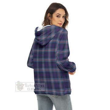 Tartan Vibes Clothing Nevoy Tartan Crest Women's Borg  Half Zip Fleece Hoodie