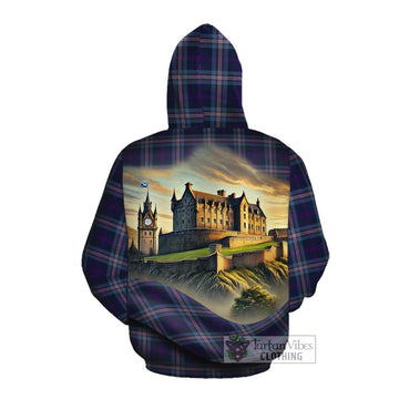 Nevoy Tartan Family Crest Cotton Hoodie with Scottish Ancient Castle Style Pullover Hoodie - Tartan Vibes Clothing