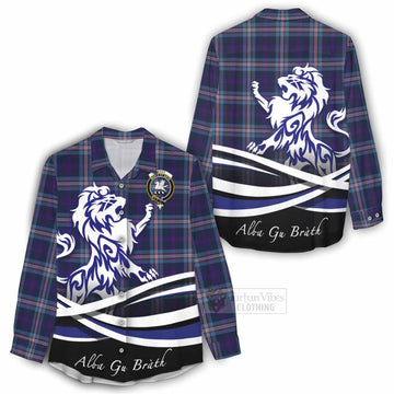 Nevoy Tartan Women's Casual Shirt with Alba Gu Brath Regal Lion Emblem - Tartan Vibes Clothing