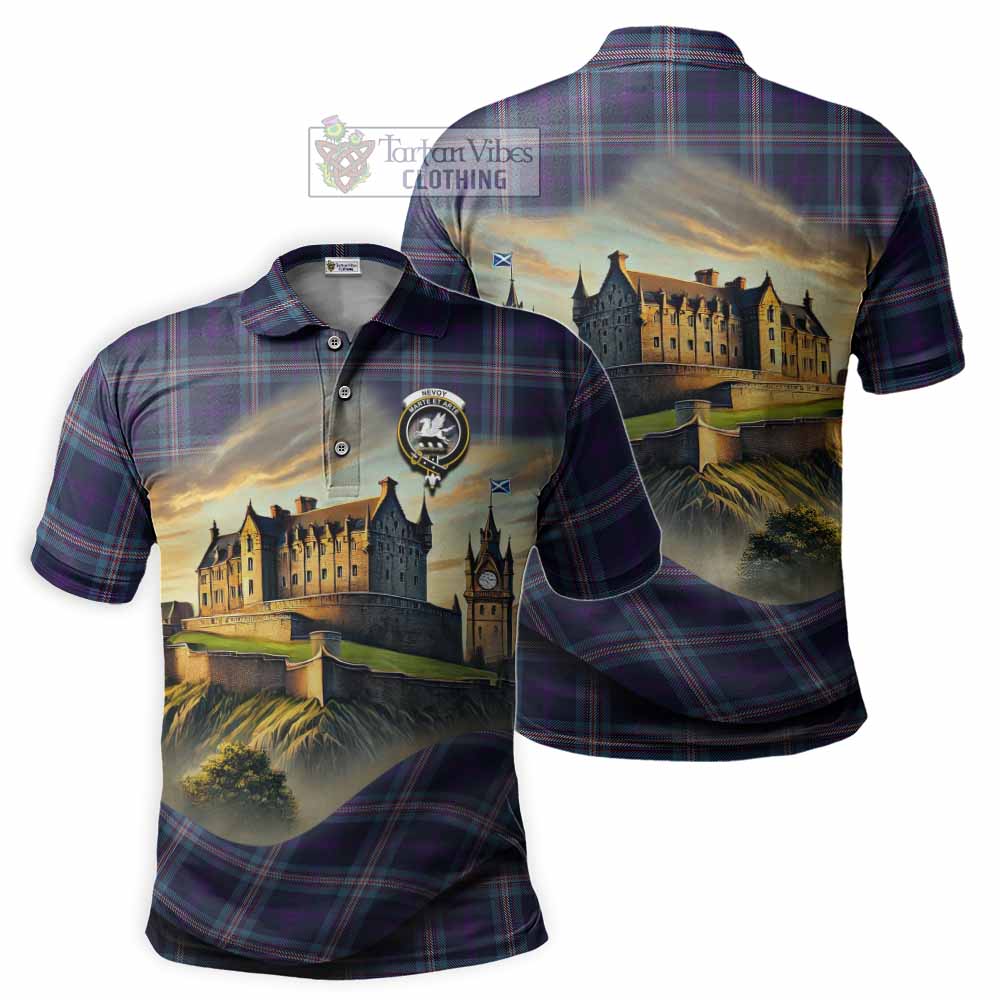 Tartan Vibes Clothing Nevoy Tartan Family Crest Polo Shirt with Scottish Ancient Castle Stype