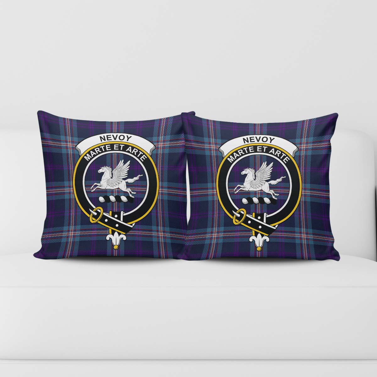 Nevoy Tartan Pillow Cover with Family Crest - Tartan Vibes Clothing