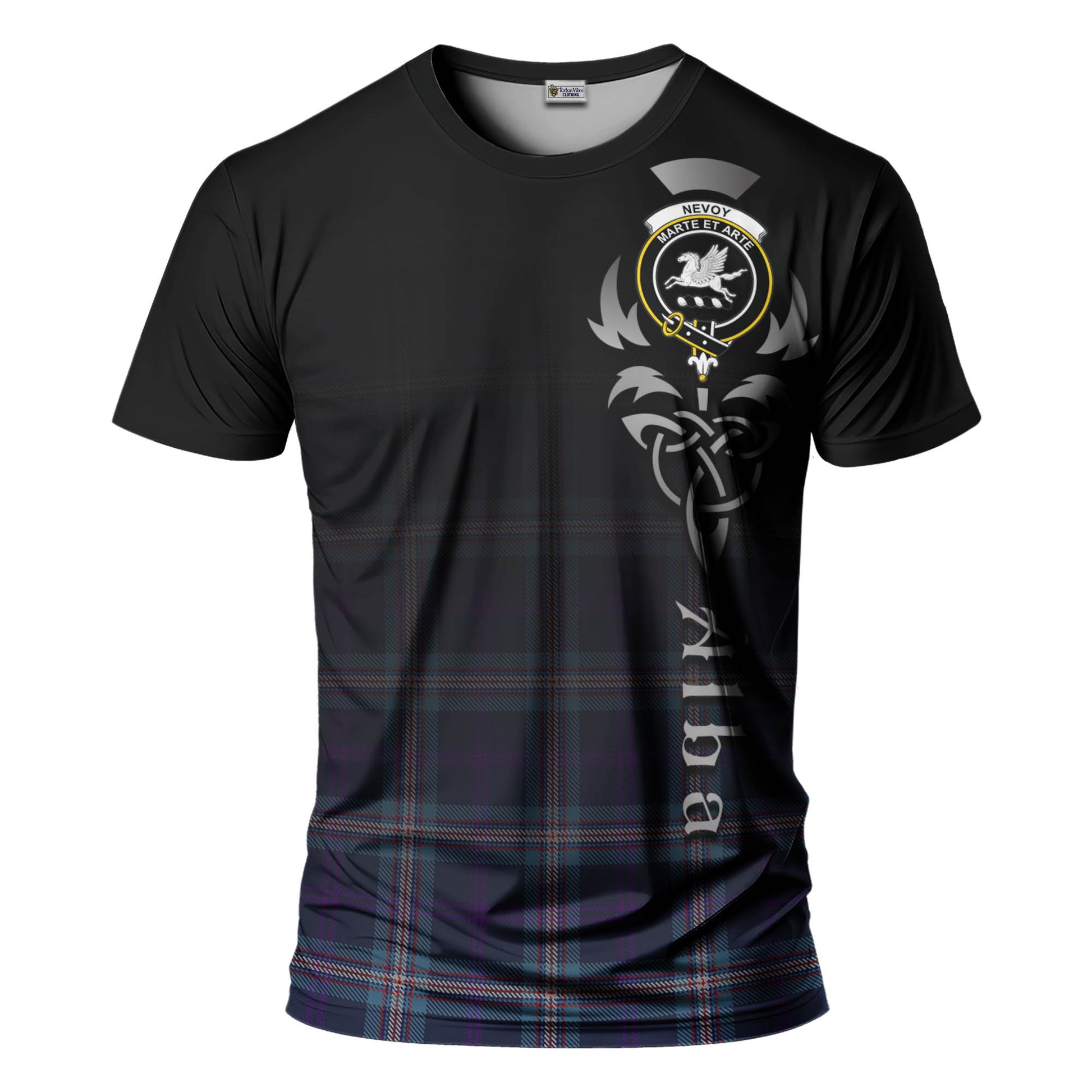 Nevoy Tartan T-Shirt Featuring Alba Gu Brath Family Crest Celtic Inspired - Tartan Vibes Clothing