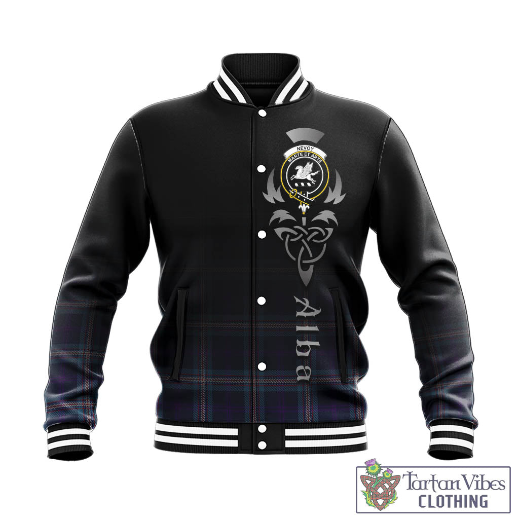 Nevoy Tartan Baseball Jacket Featuring Alba Gu Brath Family Crest Celtic Inspired - Tartan Vibes Clothing