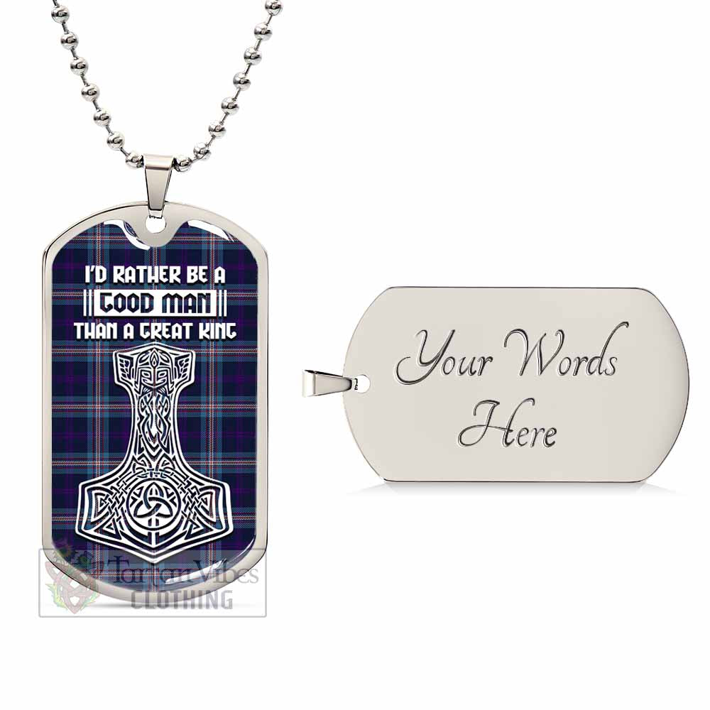 Nevoy Tartan Dog Tag Necklace Viking Mjolnir Style Silver Yes - Tartan Vibes Clothing