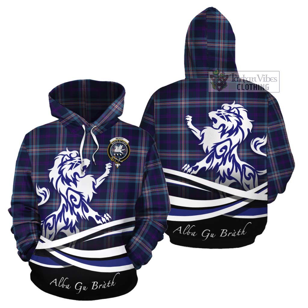Nevoy Tartan Cotton Hoodie with Alba Gu Brath Regal Lion Emblem Zip Hoodie - Tartan Vibes Clothing