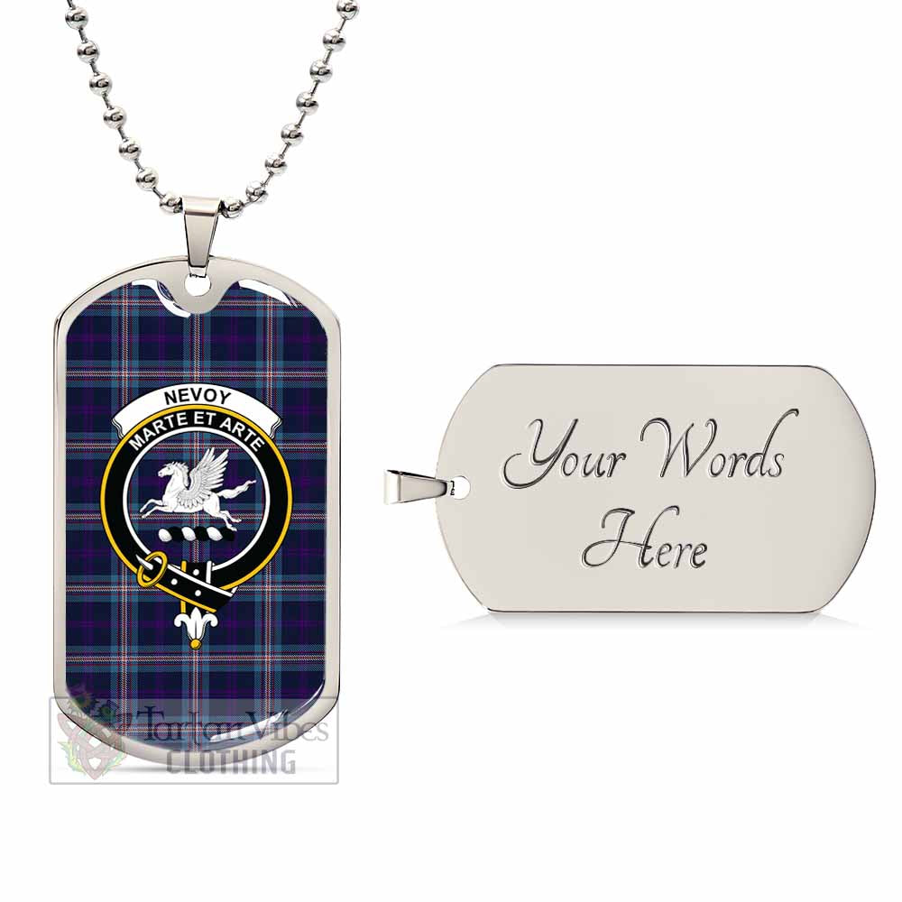 Nevoy Tartan Dog Tag Necklace with Family Crest Silver Yes - Tartan Vibes Clothing