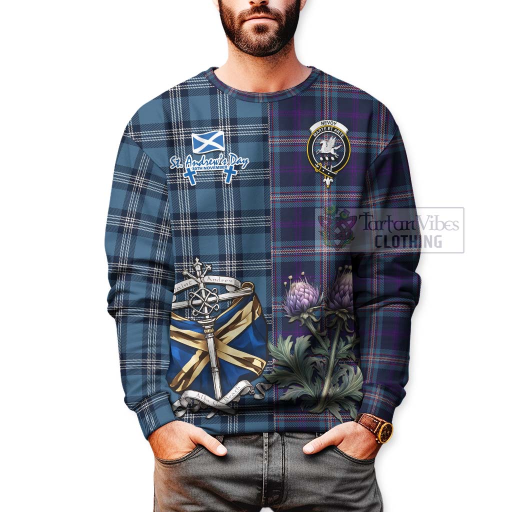 Nevoy Tartan Sweatshirt Happy St. Andrew's Day Half Tartan Style - Tartan Vibes Clothing