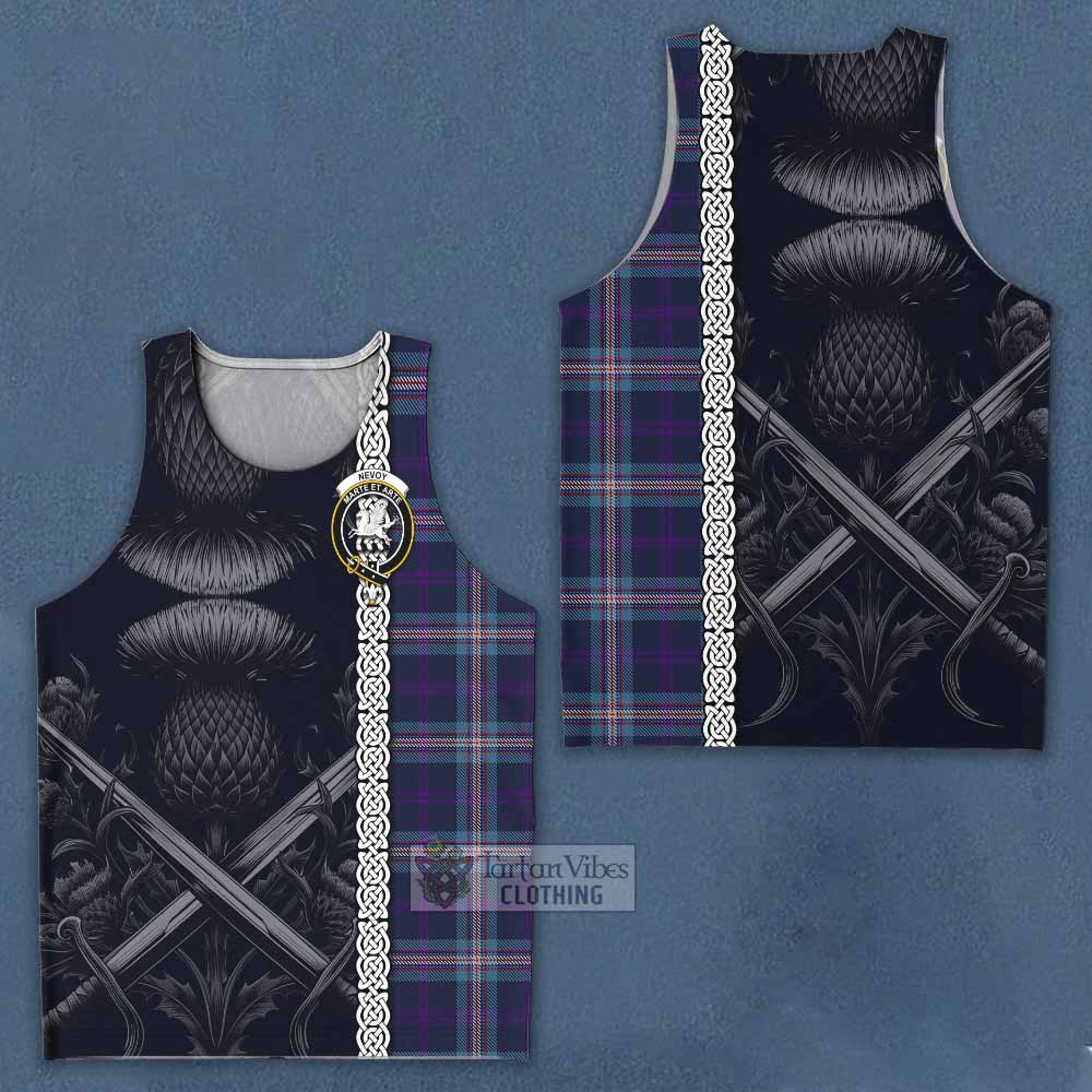 Nevoy Tartan Men's Tank Top with Family Crest Cross Sword Thistle Celtic Vibes - Tartan Vibes Clothing