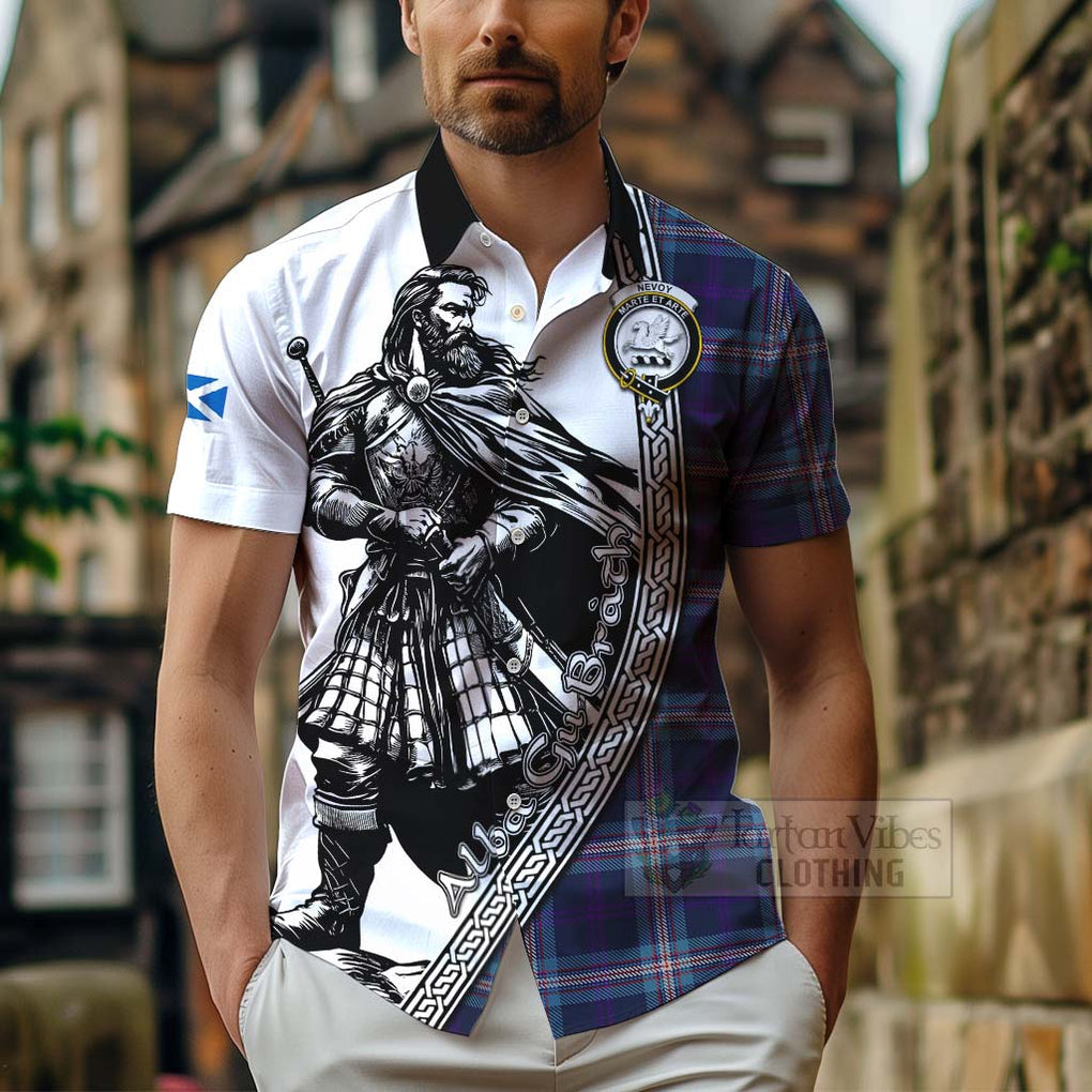Nevoy Tartan Clan Crest Hawaiian Shirt with Highlander Warrior Celtic Style - Tartan Vibes Clothing