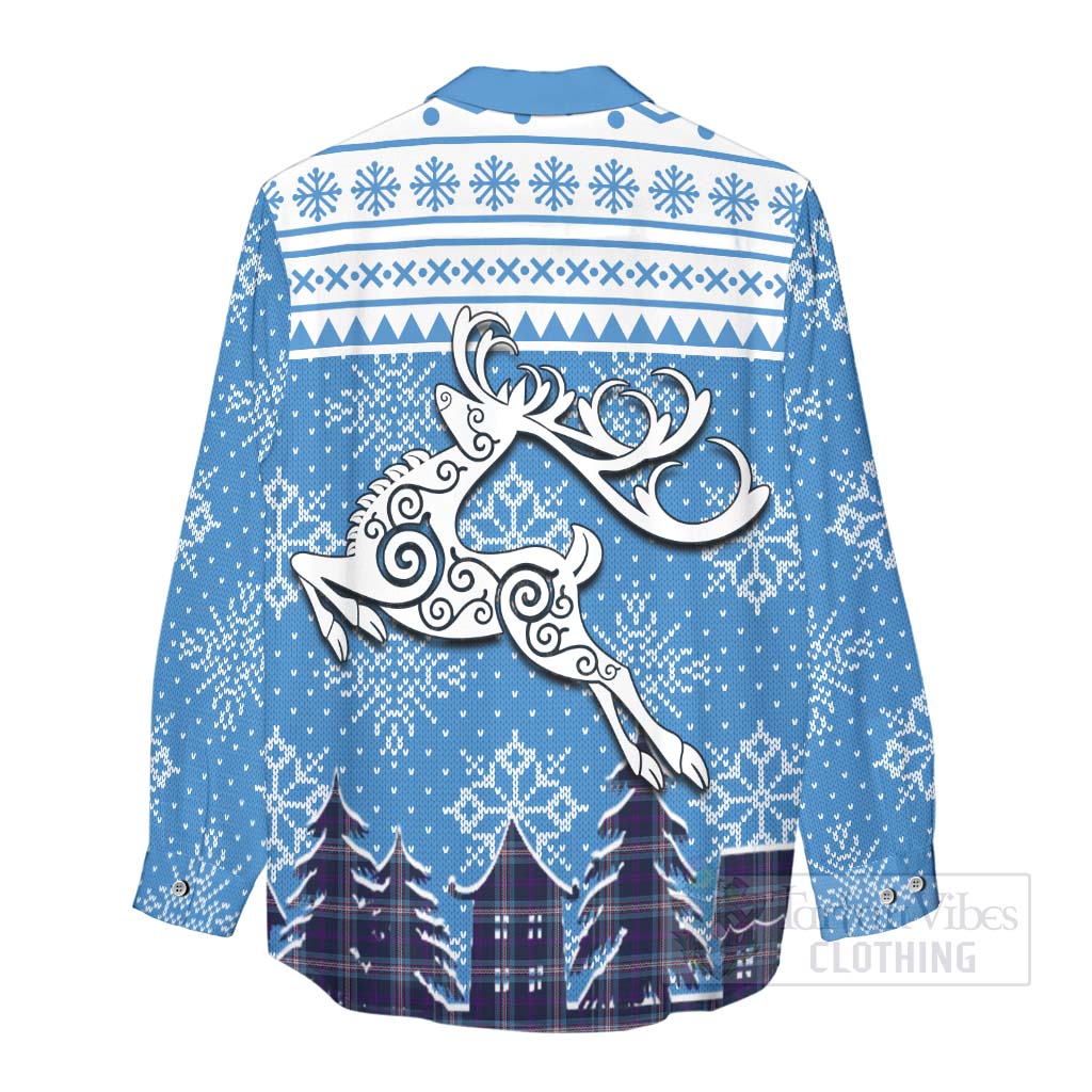 Nevoy Clan Christmas Women's Casual Shirt Celtic Reindeer Style - Tartan Vibes Clothing