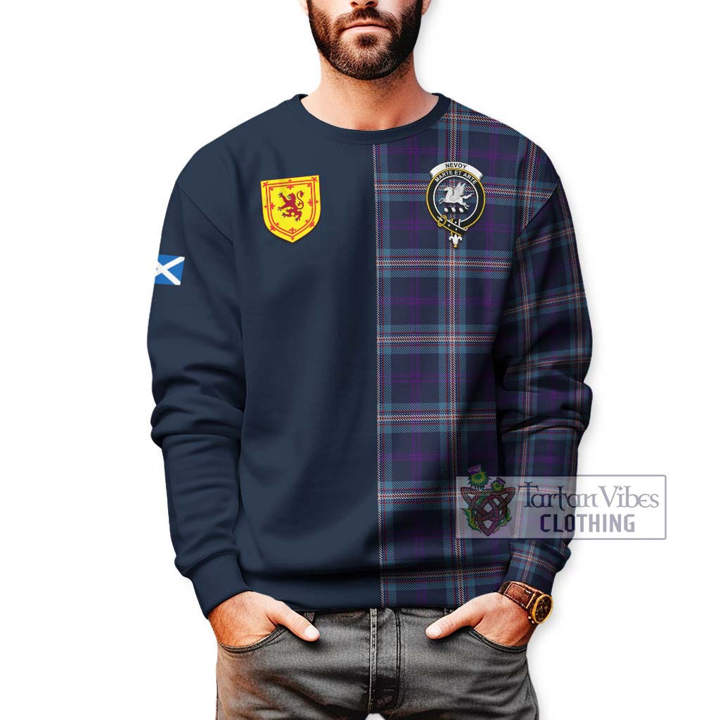 Nevoy Tartan Sweatshirt Alba with Scottish Lion Royal Arm Half Style - Tartan Vibes Clothing