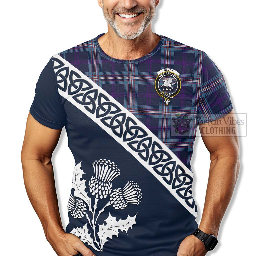 Nevoy Tartan T-Shirt Featuring Thistle and Scotland Map - Tartanvibesclothing Store