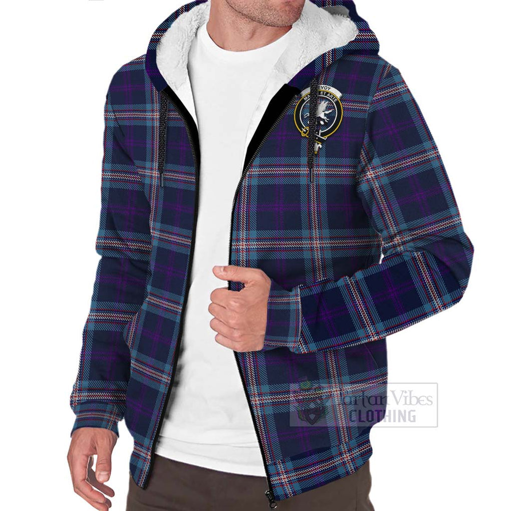 Nevoy Tartan Sherpa Hoodie with Family Crest Celtic Skull Style Unisex - Tartan Vibes Clothing