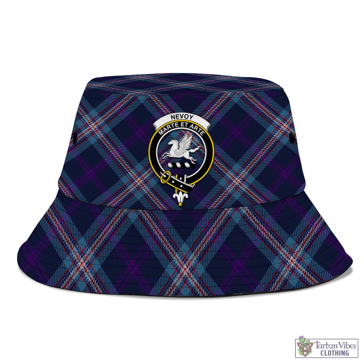 Nevoy Tartan Bucket Hat with Family Crest - Tartan Vibes Clothing