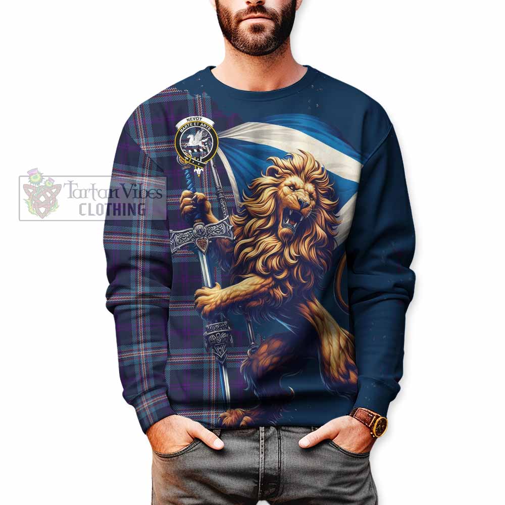 Nevoy Tartan Family Crest Sweatshirt with Scottish Majestic Lion - Tartan Vibes Clothing