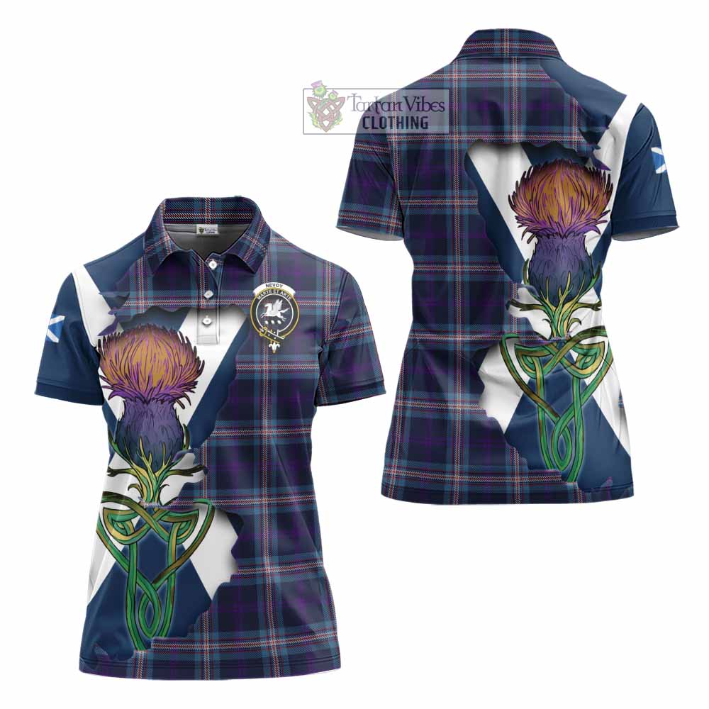 Nevoy Tartan Family Crest Women's Polo Shirt Scottish Thistle Celtic Inspired - Tartan Vibes Clothing