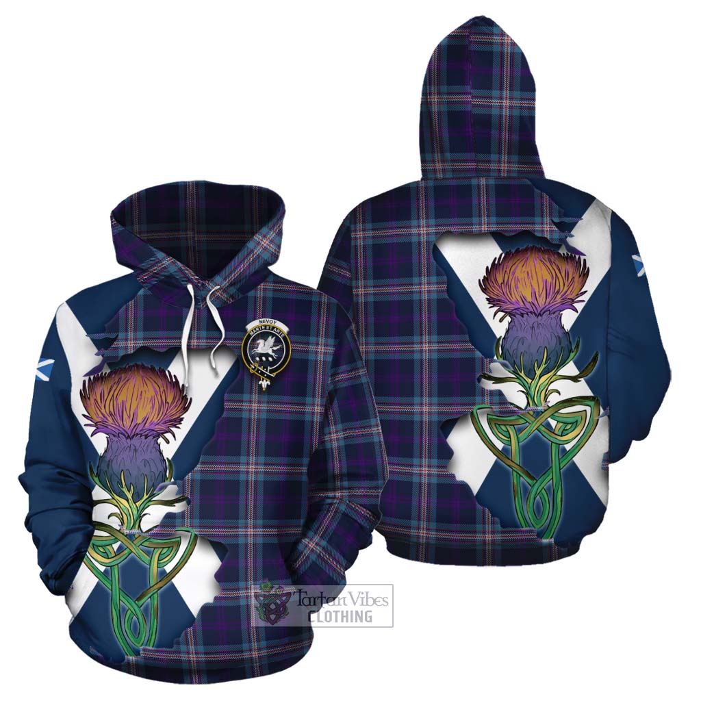 Tartan Vibes Clothing Nevoy Tartan Family Crest Cotton Hoodie Scottish Thistle Celtic Inspired