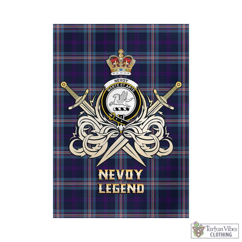 Tartan Vibes Clothing Nevoy Tartan Flag with Clan Crest and the Golden Sword of Courageous Legacy