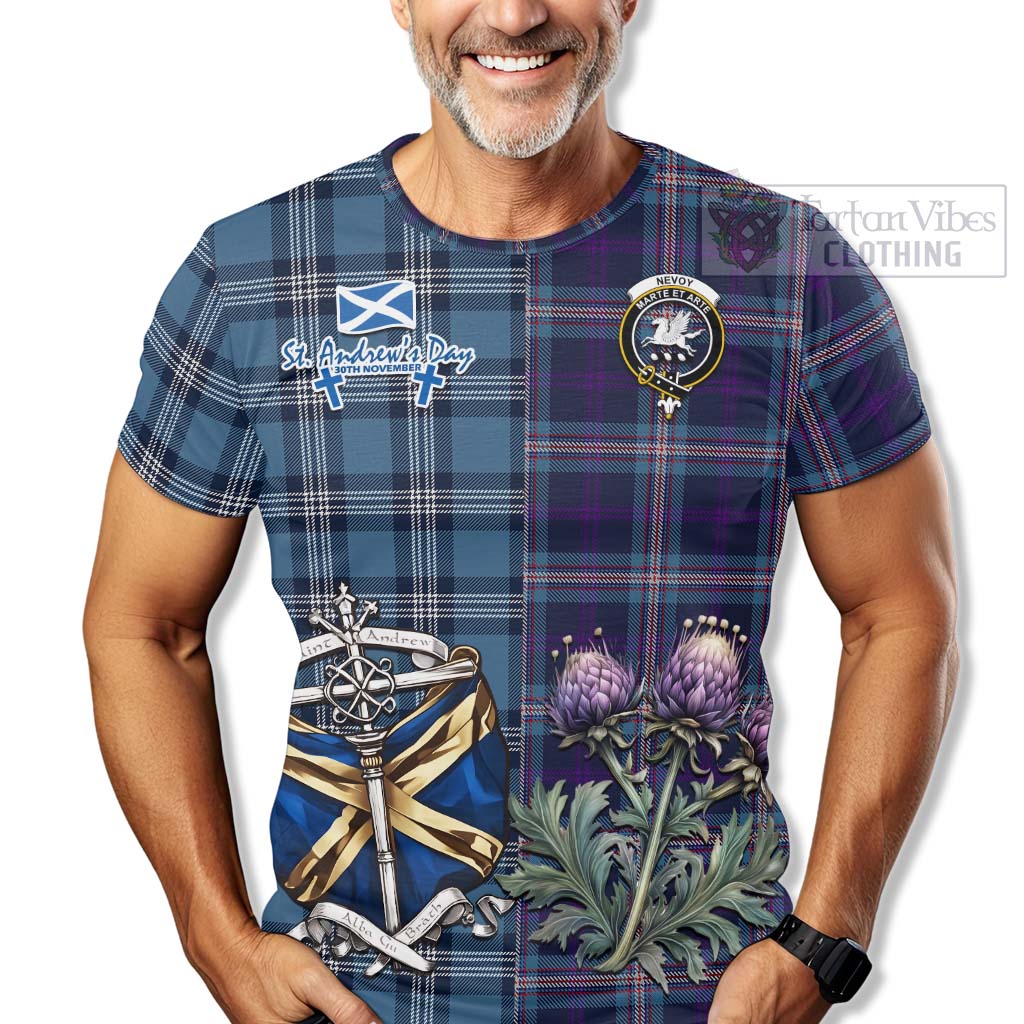 Nevoy Tartan T-Shirt Happy St. Andrew's Day Half Tartan Style - Tartan Vibes Clothing