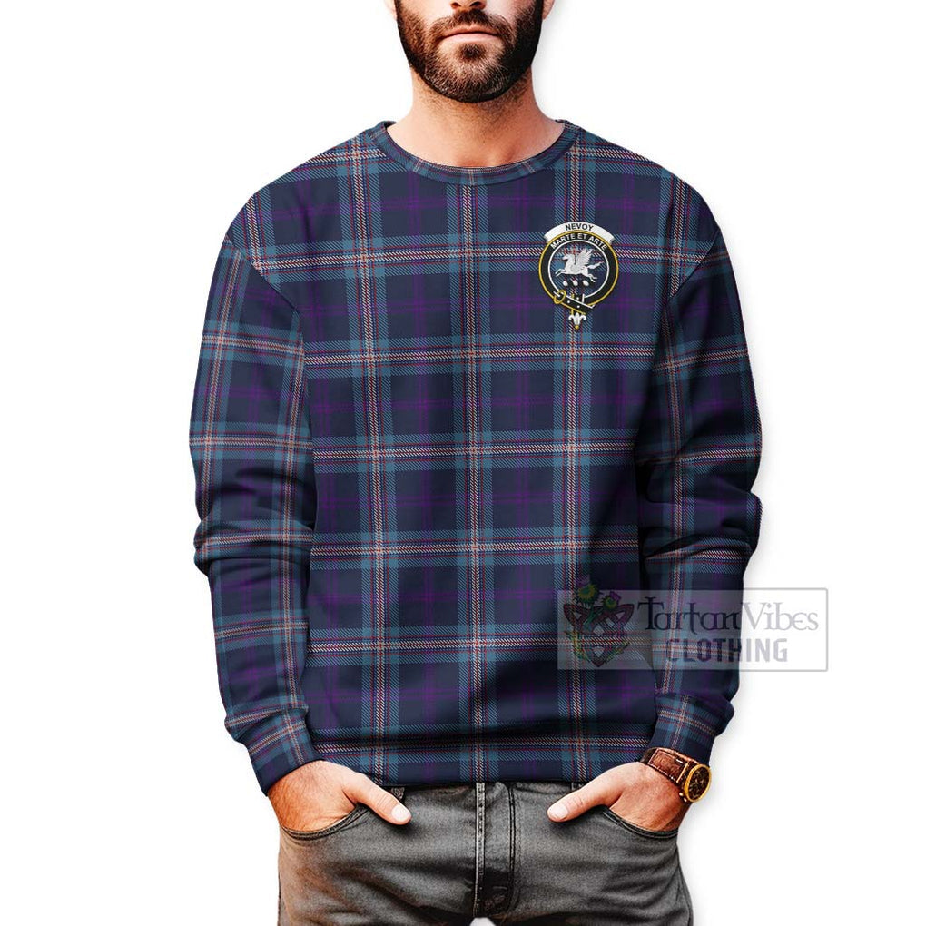 Nevoy Tartan Sweatshirt with Family Crest Celtic Skull Style - Tartan Vibes Clothing