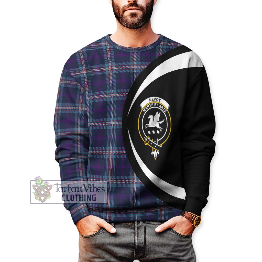 Nevoy Tartan Sweatshirt with Family Crest Circle Style - Tartan Vibes Clothing