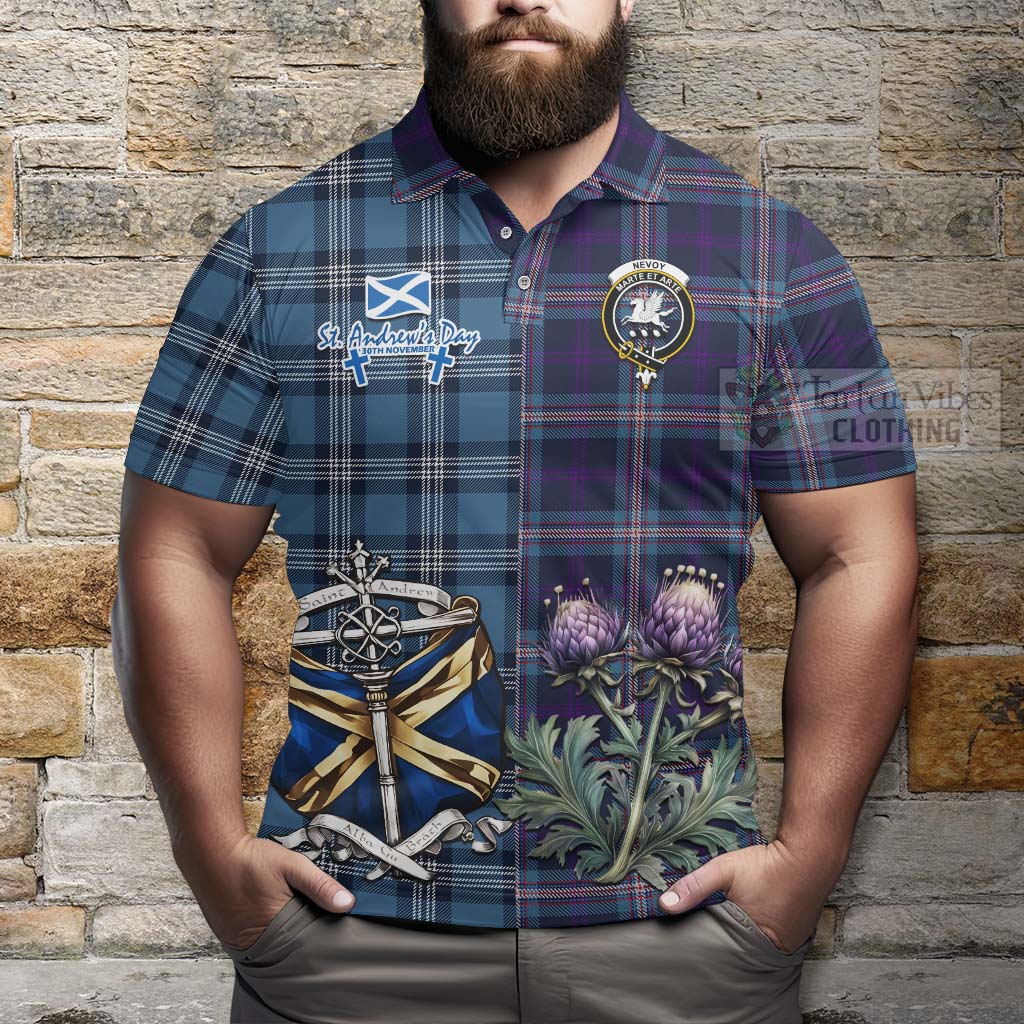 Nevoy Tartan Polo Shirt Happy St. Andrew's Day Half Tartan Style - Tartan Vibes Clothing