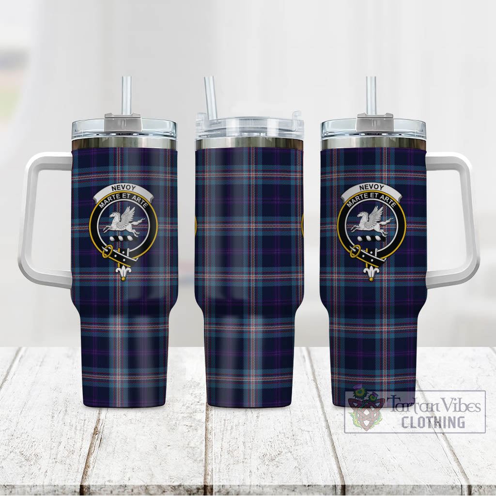 Nevoy Tartan Tumbler with Handle with Family Crest - Tartan Vibes Clothing