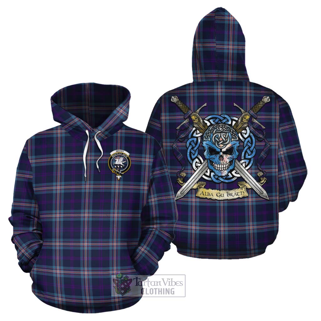 Nevoy Tartan Cotton Hoodie with Family Crest Celtic Skull Style Zip Hoodie - Tartan Vibes Clothing
