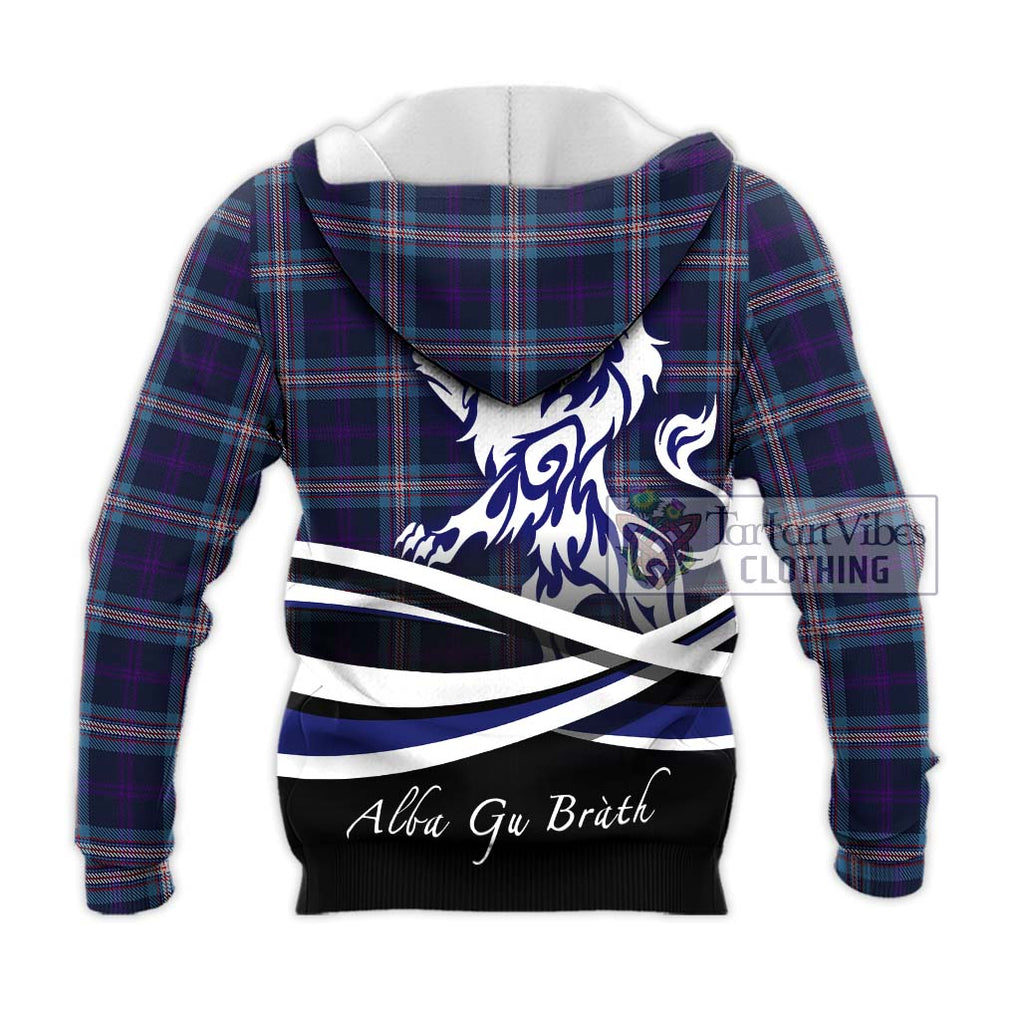 Nevoy Tartan Knitted Hoodie with Alba Gu Brath Regal Lion Emblem - Tartan Vibes Clothing
