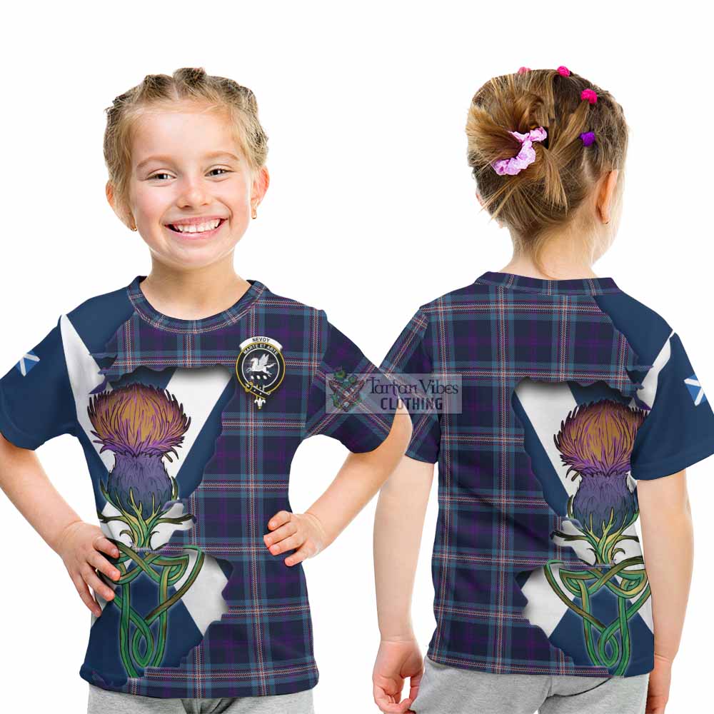 Nevoy Tartan Family Crest Kid T-Shirt Scottish Thistle Celtic Inspired - Tartan Vibes Clothing
