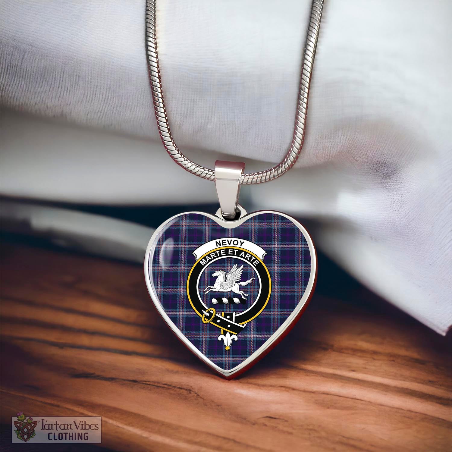 Nevoy Tartan Heart Necklace with Family Crest - Tartan Vibes Clothing