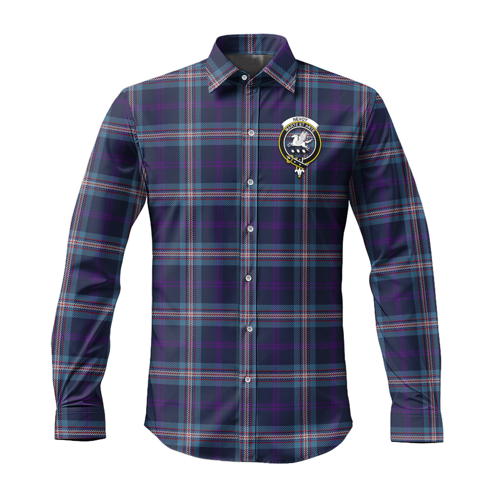 Nevoy Tartan Long Sleeve Button Up Shirt with Family Crest Men's Shirt - Tartan Vibes Clothing