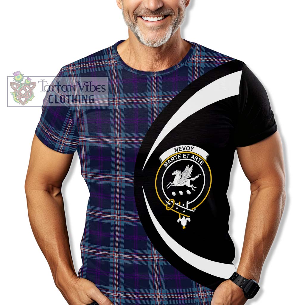 Nevoy Tartan T-Shirt with Family Crest Circle Style - Tartan Vibes Clothing