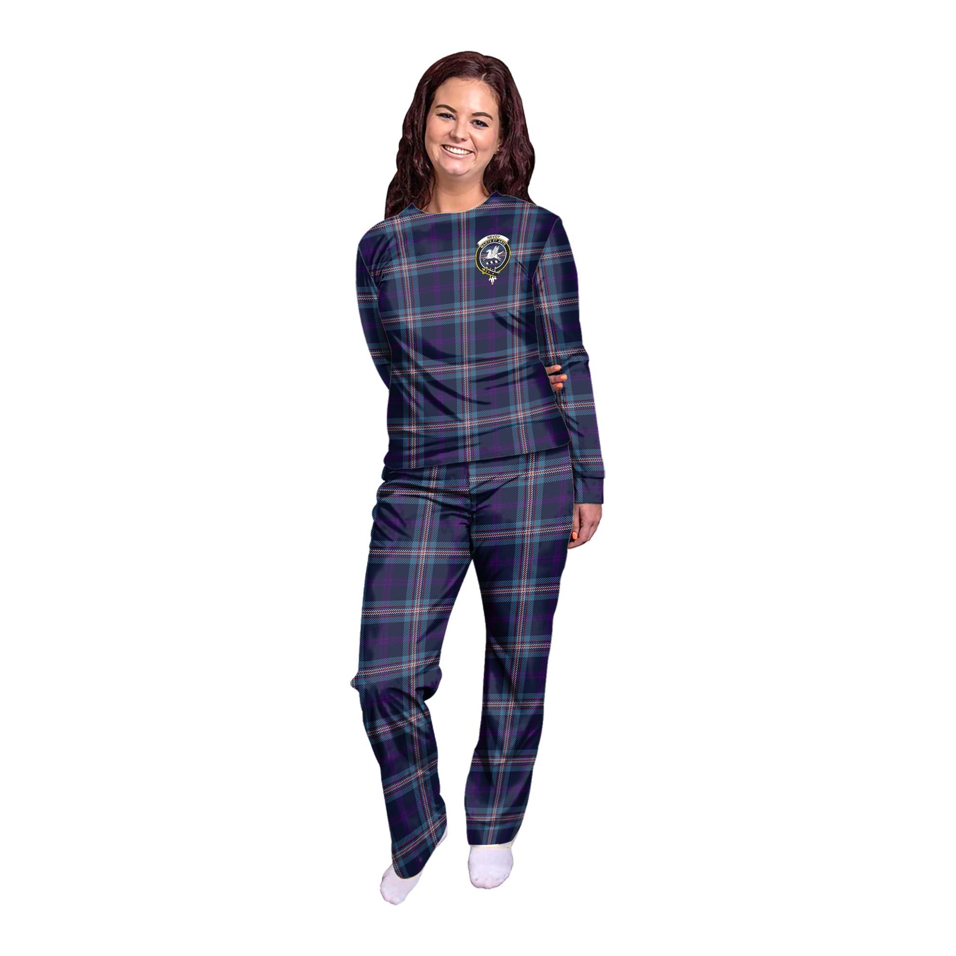 Nevoy Tartan Pajamas Family Set with Family Crest - Tartan Vibes Clothing