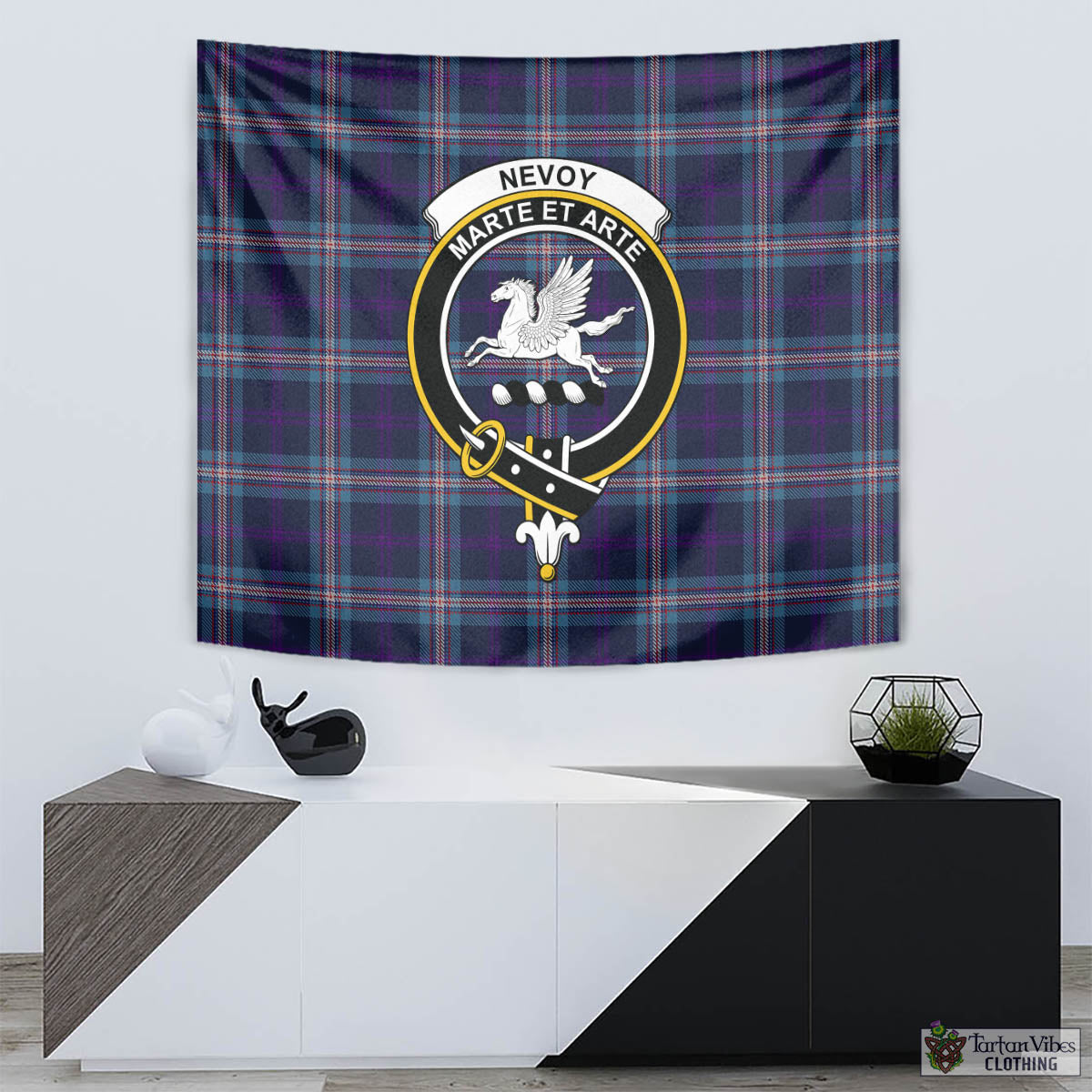 Nevoy Tartan Tapestry Wall Hanging and Home Decor for Room with Family Crest - Tartan Vibes Clothing