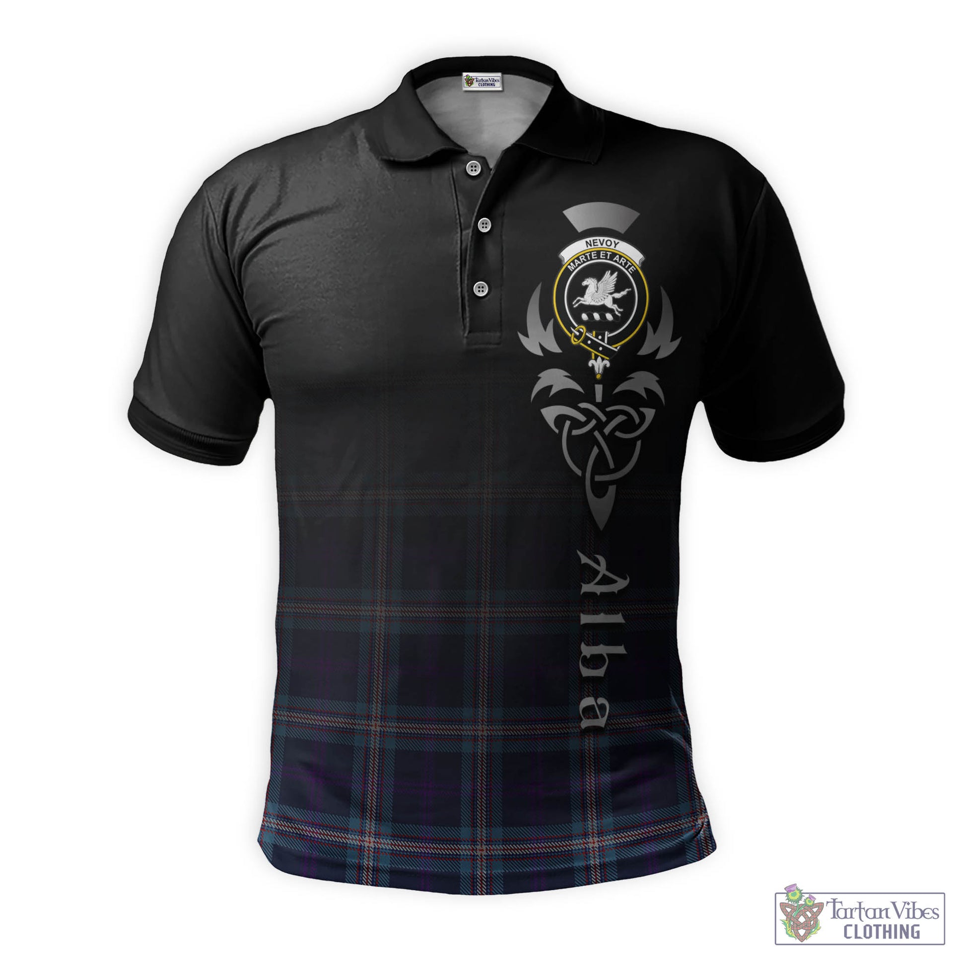 Nevoy Tartan Polo Shirt Featuring Alba Gu Brath Family Crest Celtic Inspired - Tartan Vibes Clothing