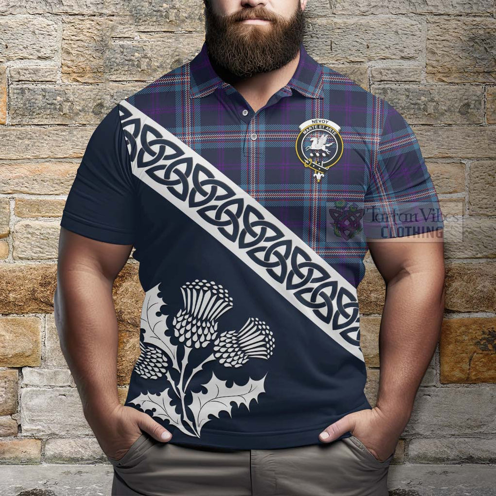 Nevoy Tartan Polo Shirt Featuring Thistle and Scotland Map - Tartanvibesclothing Store