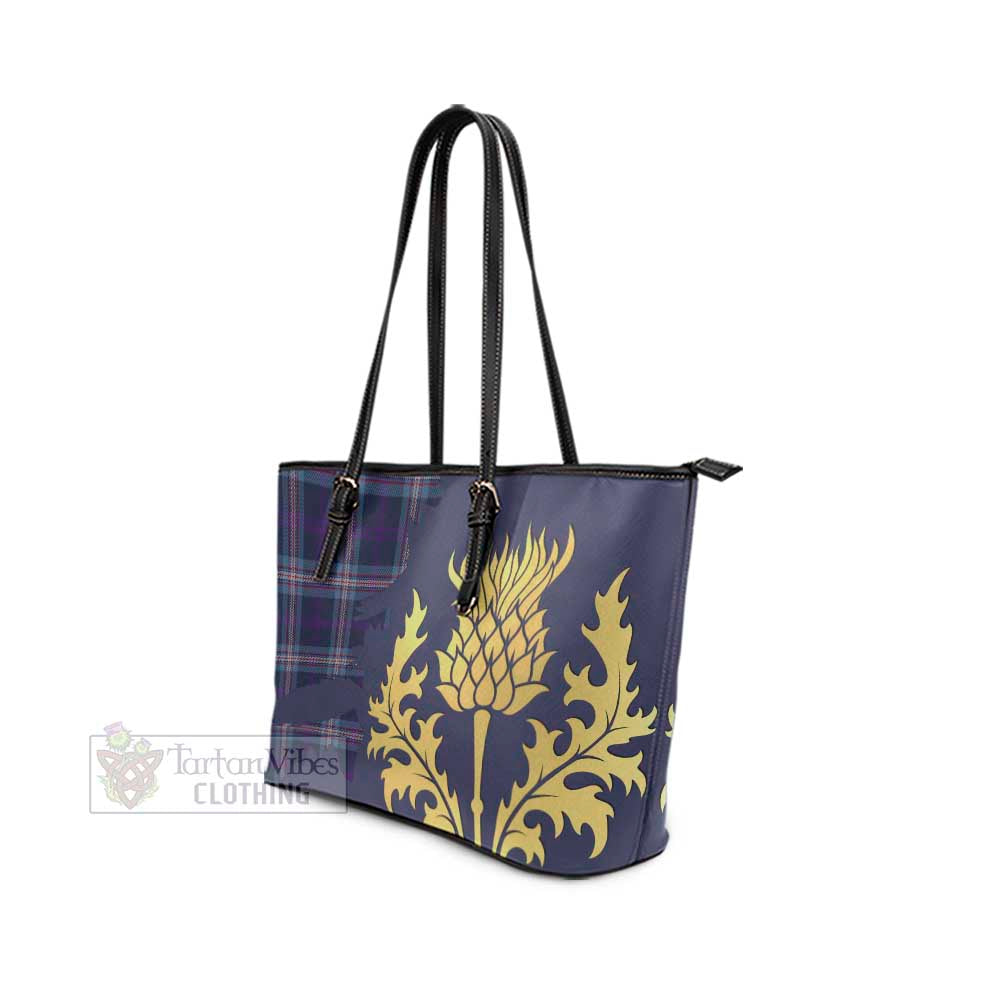 Nevoy Tartan Leather Tote Bag Gold Thistle Style - Tartan Vibes Clothing