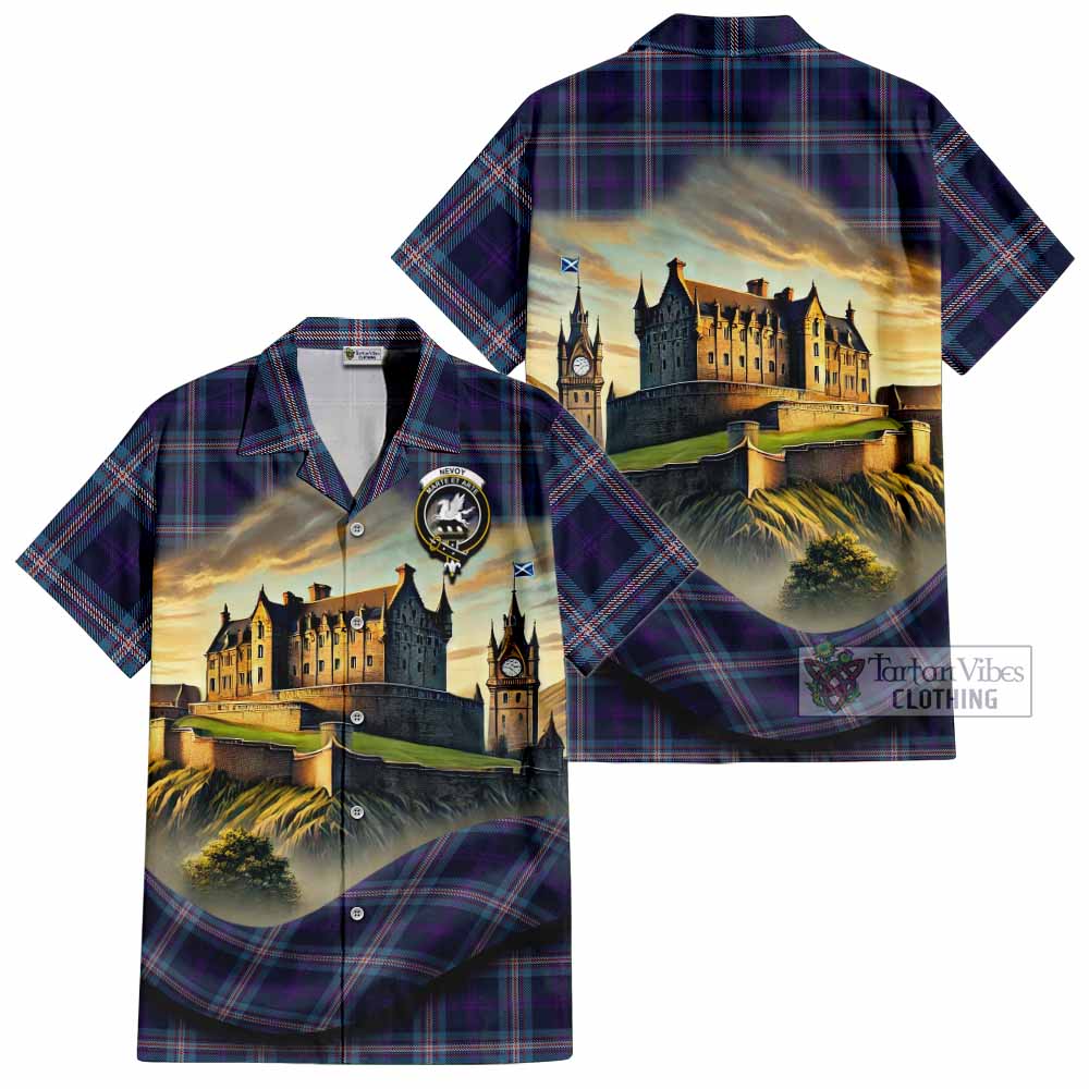 Nevoy Tartan Family Crest Hawaiian Shirt with Scottish Ancient Castle Style - Tartan Vibes Clothing