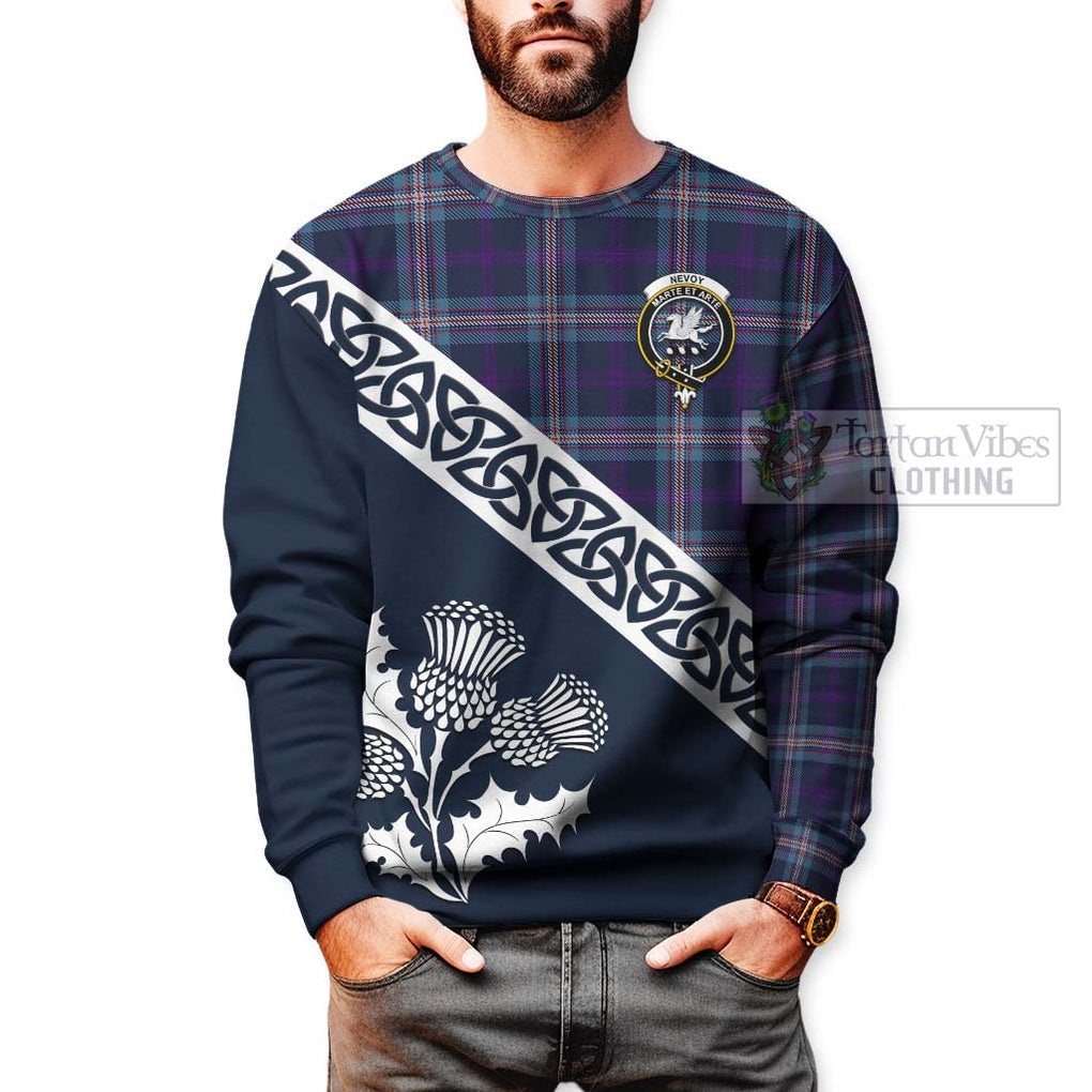 Nevoy Tartan Sweatshirt Featuring Thistle and Scotland Map - Tartan Vibes Clothing